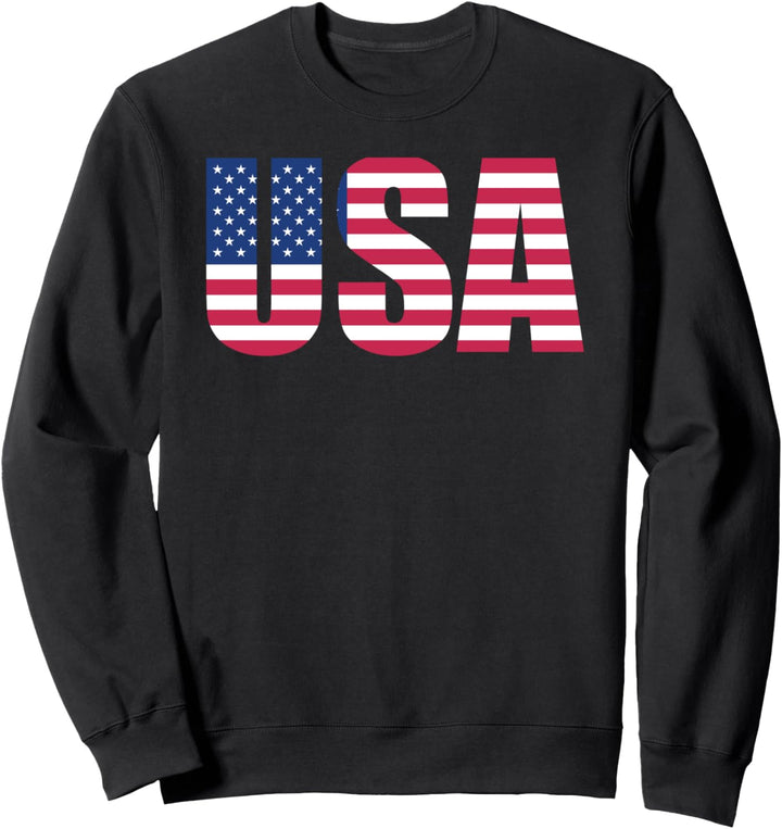 USA Flag Shirt, USA Amerika, Schriftzug mit Flagge Sweatshirt