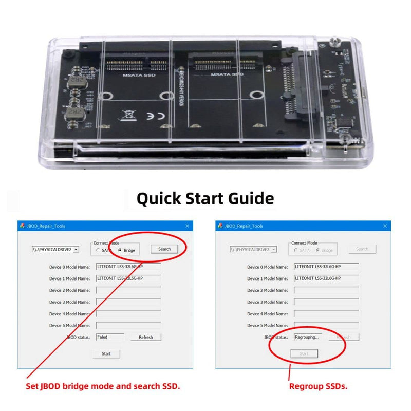 chenyang CY MSATA auf USB C Adapter,Dual MSATA Mini-SATA SSD Karte JOBD Raid0 Span Bridge auf USB C