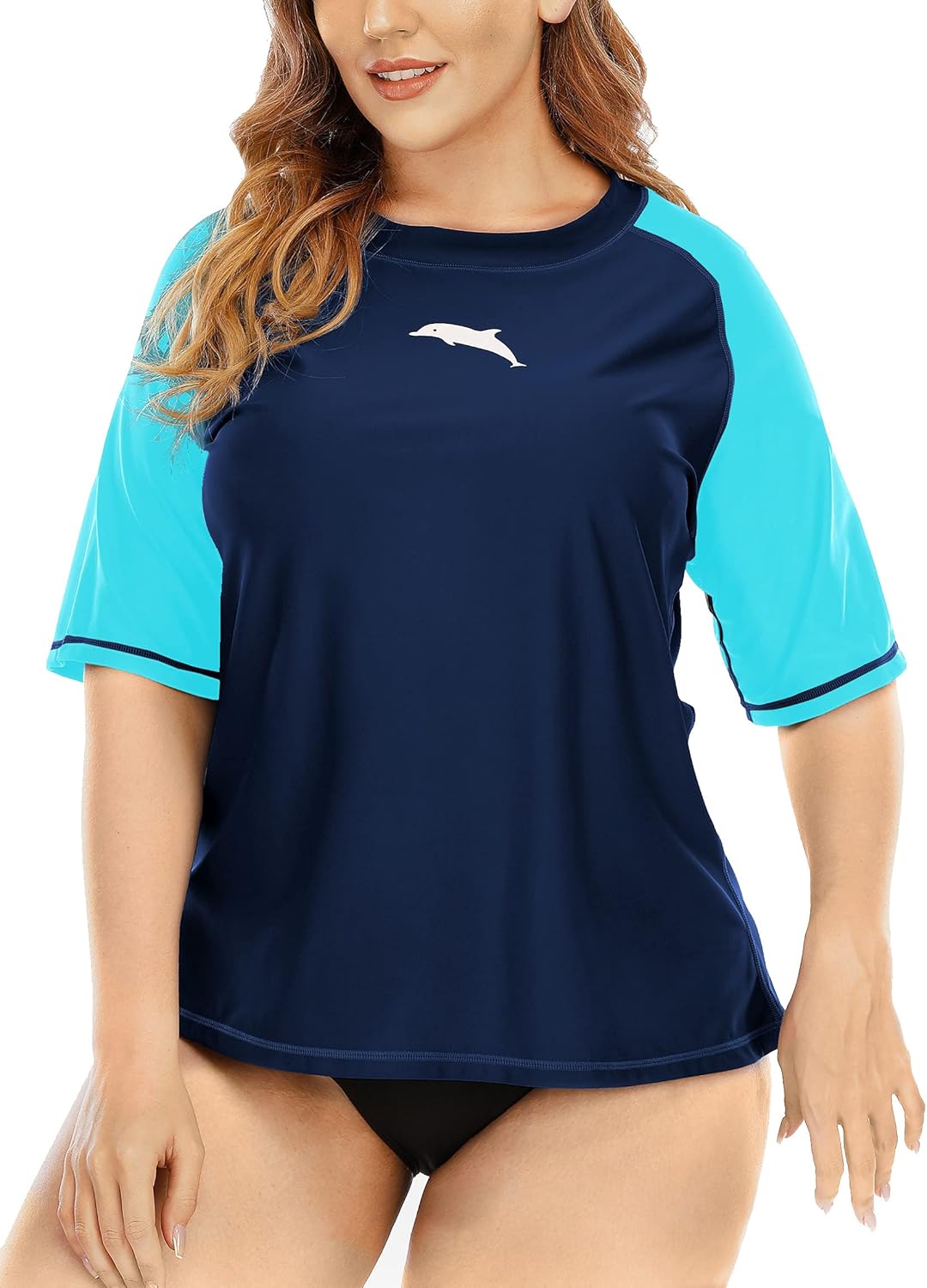 Halcurt UV Shirt Damen Übergrösse Rash Guard Kurzarm UPF 50+ Badeshirt UV Schutz Schwimmshirt Schnel