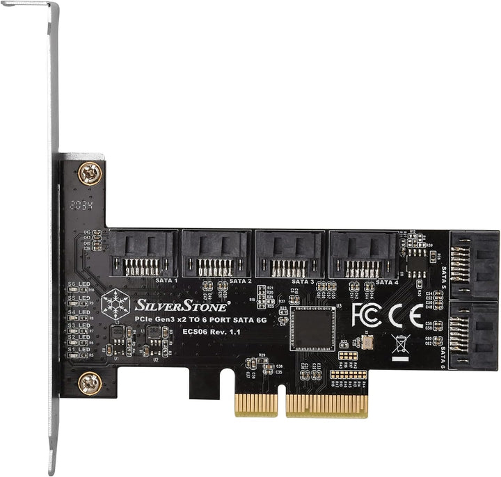 SilverStone Technology ECS06, 6-Port-SATA-Gen3- (6 Gbps) Non-RAID-PCI-Express-Gen3-x2-Karte, SST-ECS