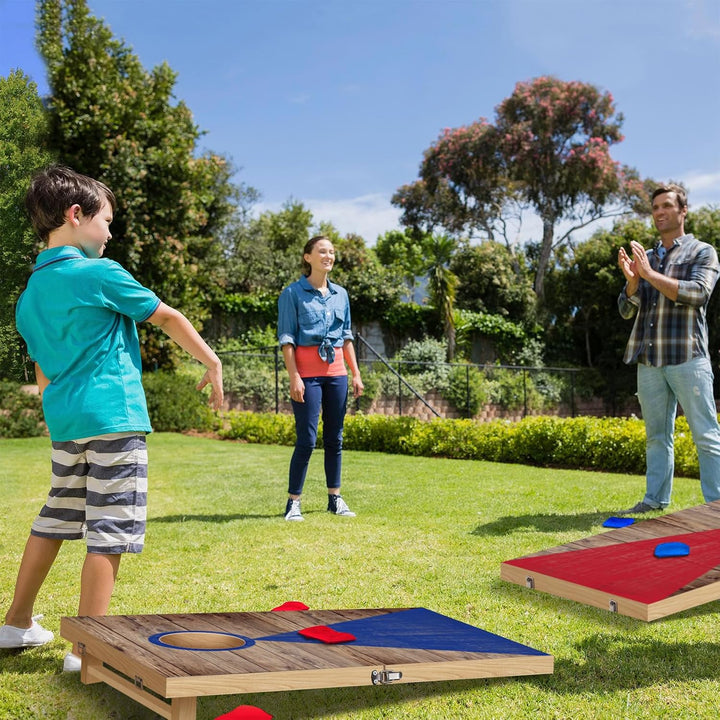 NZQXJXZ Cornhole Spiel Outdoor, 60 x 40 cm Faltbare Premium Corn Hole Boards aus Massivholz mit 6 Co