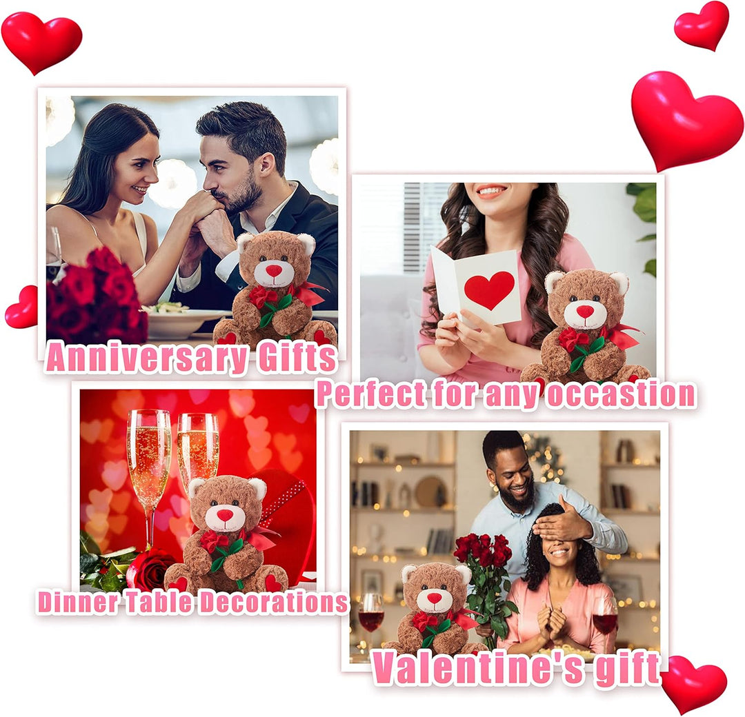 IKASA Teddybär Kuscheltier Liebes Plüschtier mit Schleife für Valentinstag, süsser 27cm Plüsch mit R