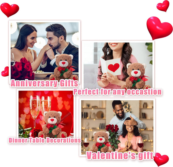 IKASA Teddybär Kuscheltier Liebes Plüschtier mit Schleife für Valentinstag, süsser 27cm Plüsch mit R