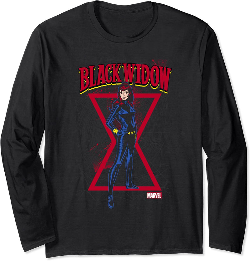 Marvel Black Widow Logo Background Langarmshirt