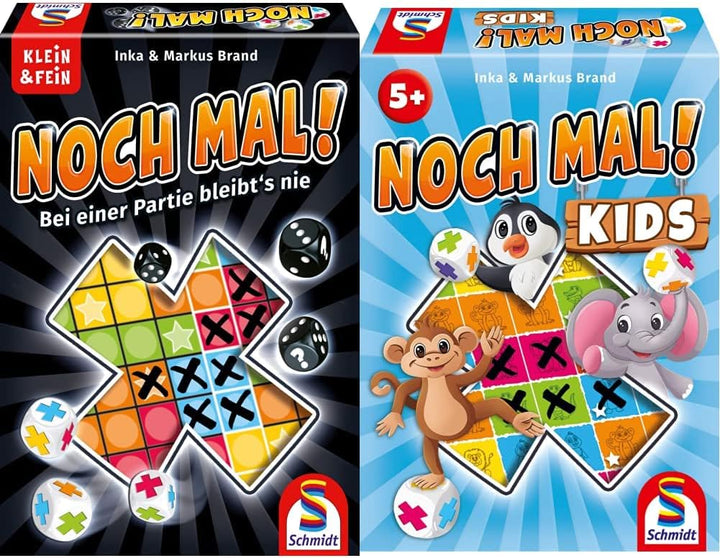 Schmidt Spiele 49327 Noch mal! & 40610 Noch mal Kids, Kinderspiel, Würfelspiel Bundle mit Noch mal K