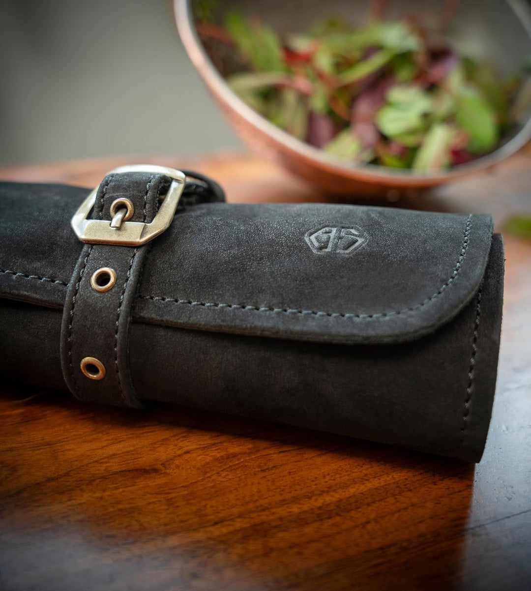 Messertasche Leder für Köche - Echt-Leder Kochmesserrolle gross – Messer Tasche Kochmesser verschlie