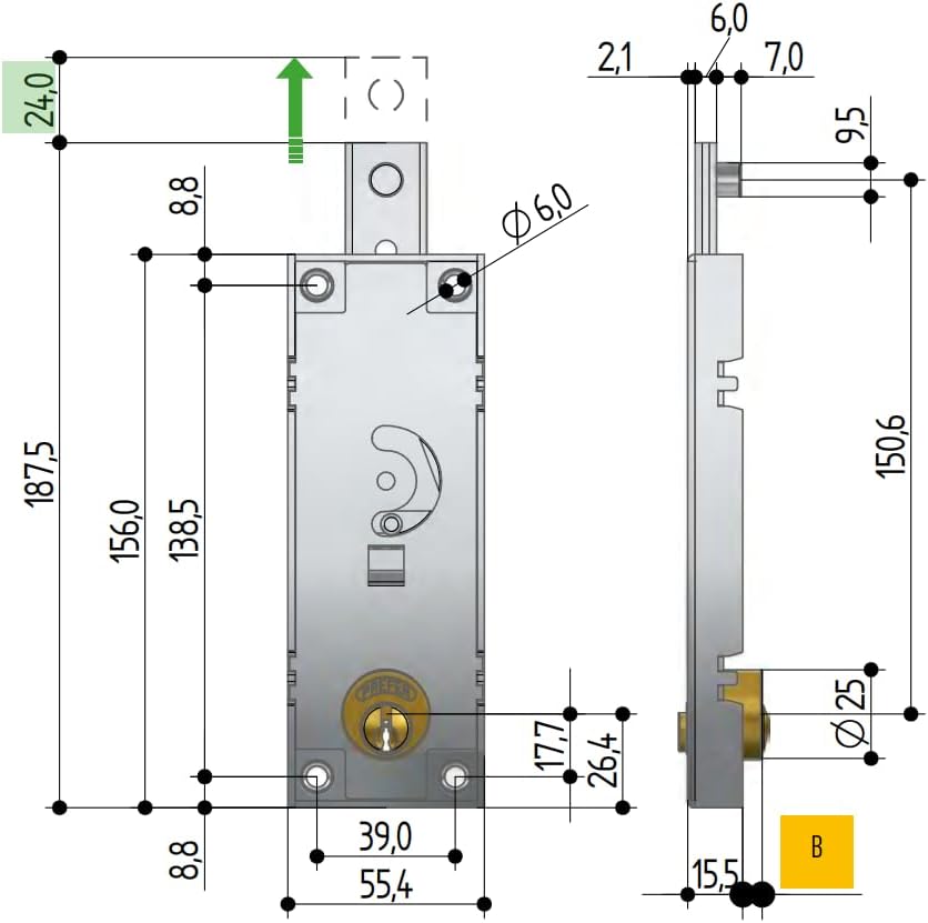 SERRATURA BASCULE CIL.TONDO B511 PREFER
