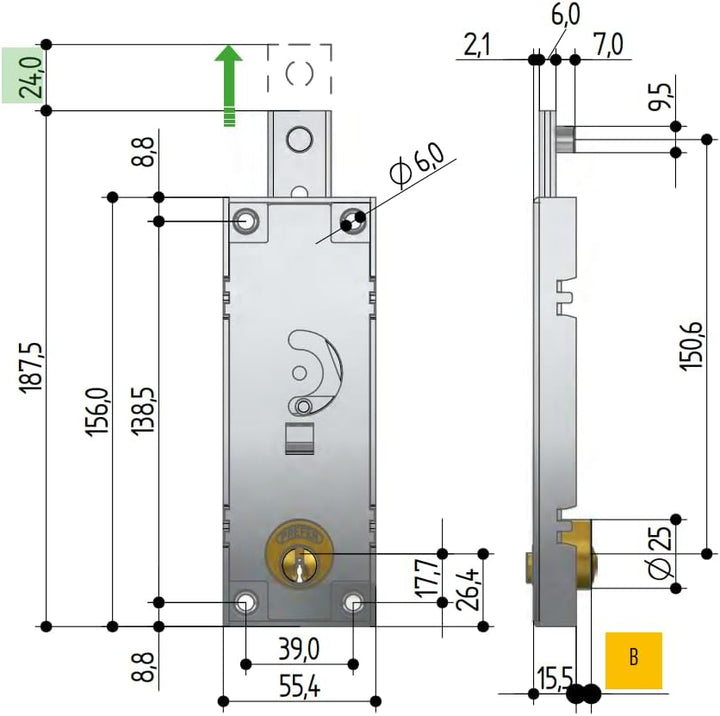 SERRATURA BASCULE CIL.TONDO B511 PREFER