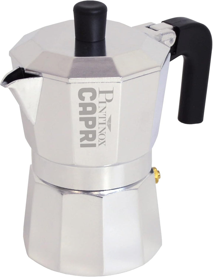 Pintinox Espressokocher, für 6 Tassen, Modell Capri, aus Aluminium, auslaufsichere Griffe und Formen