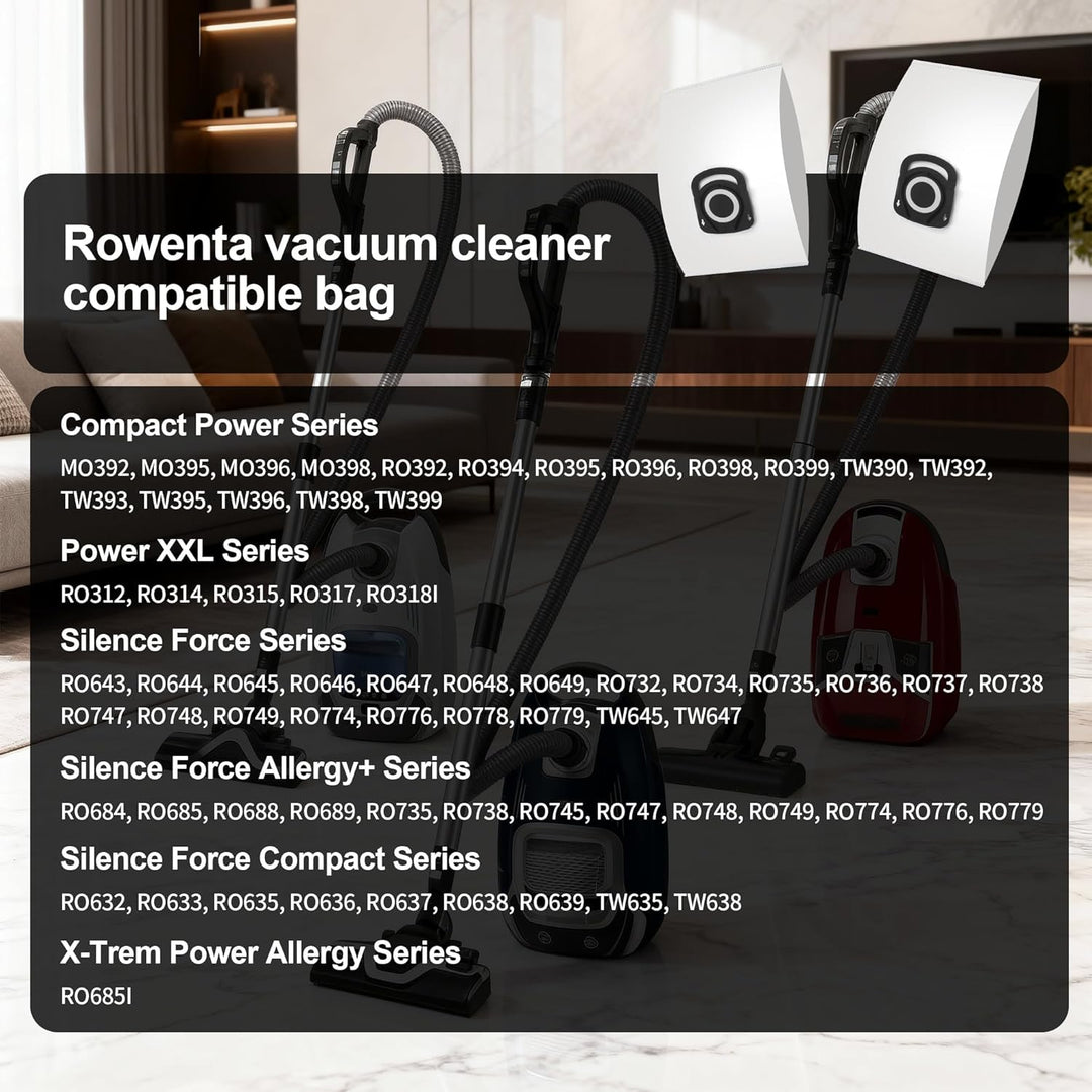 10 Stück Staubsaugerbeutel für Rowenta Hygiene + ZR200720/ ZR200520, ZR200920 für Compact Power, Pow