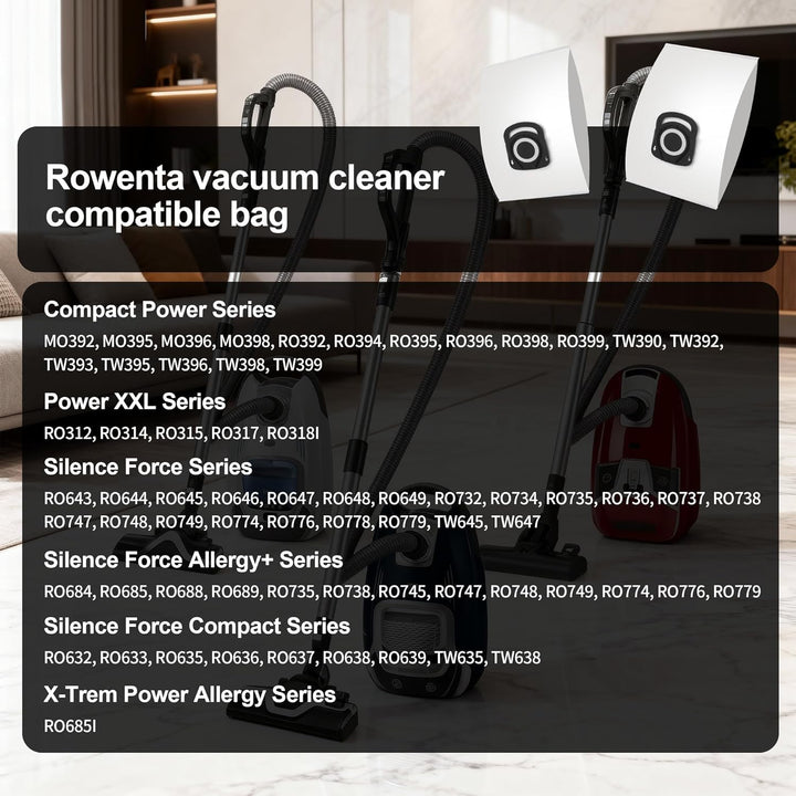 10 Stück Staubsaugerbeutel für Rowenta Hygiene + ZR200720/ ZR200520, ZR200920 für Compact Power, Pow