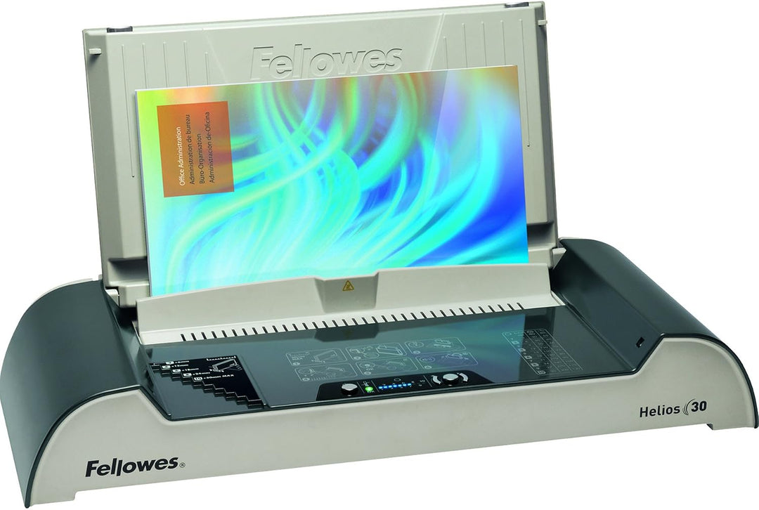Fellowes 5641001 Büro Thermobindegerät Helios 30 platin/schwarz &amp; Pavo Thermo-bindemappen A4, Rücken