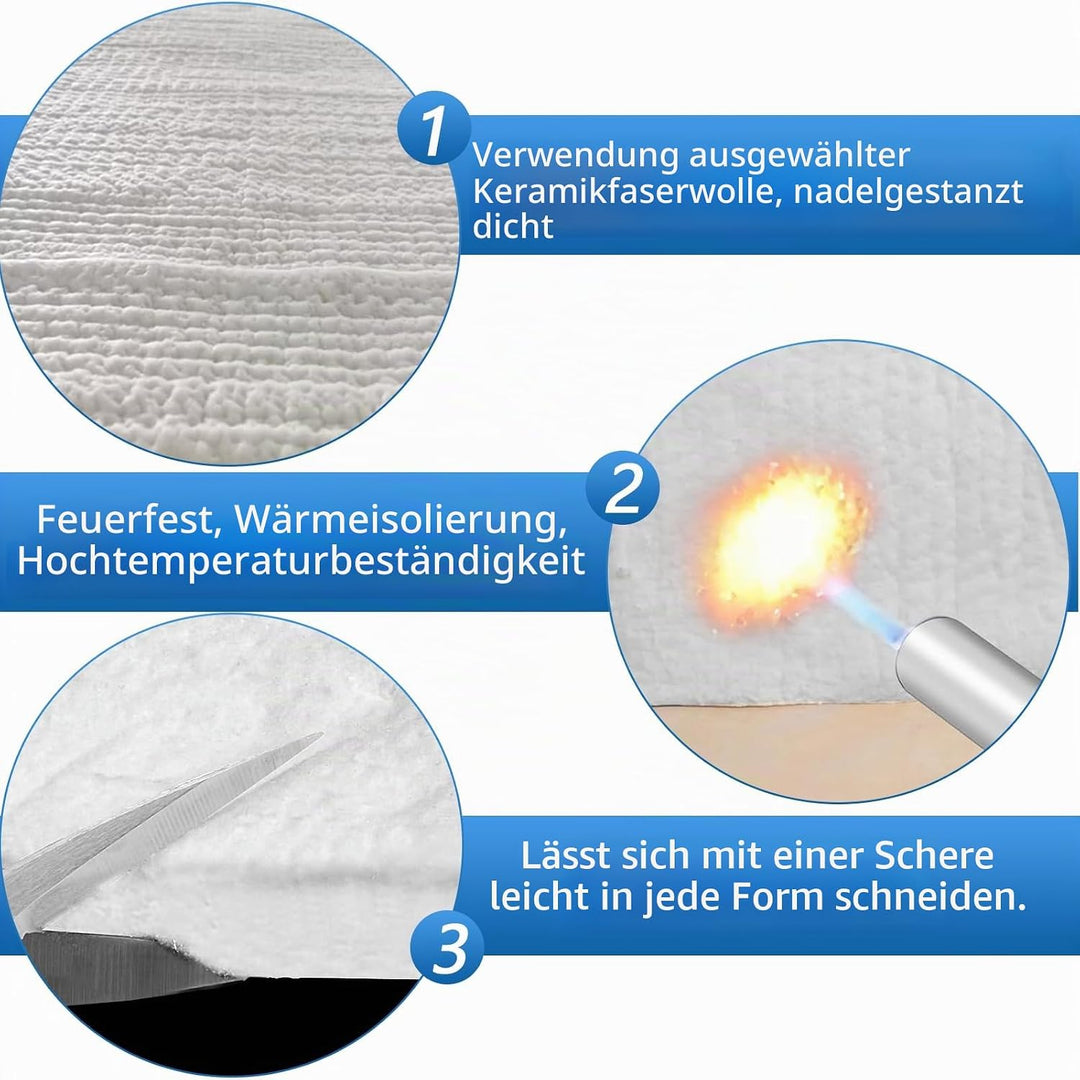 Keramikfaser-Isolierdecke 400x610x25mm (2 Stück) - Feuerfeste Hitzeschutzmatte für Öfen, Pelletöfen,