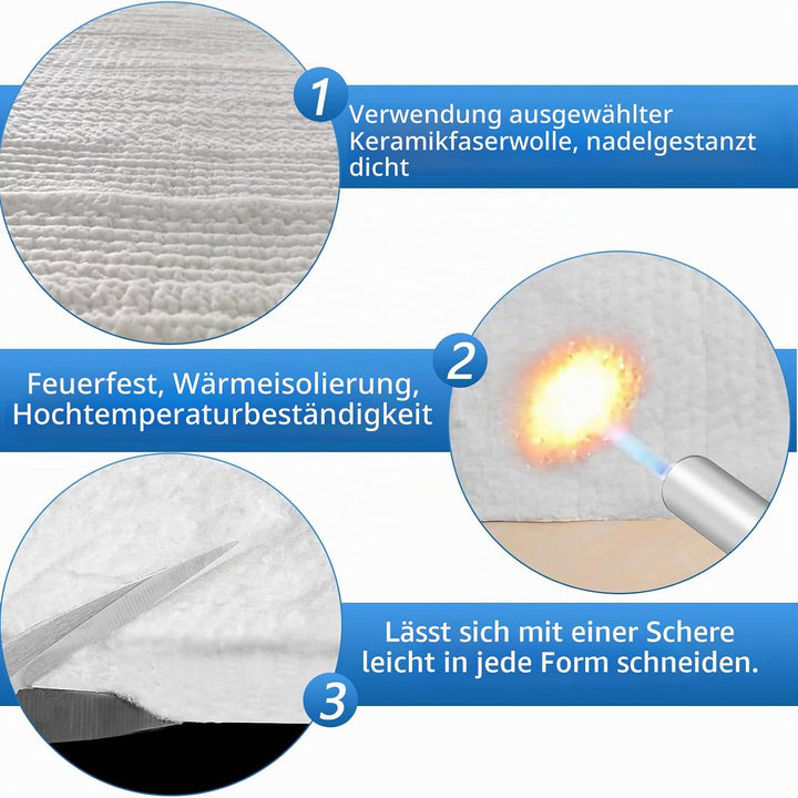 Keramikfaser-Isolierdecke 400x610x25mm (2 Stück) - Feuerfeste Hitzeschutzmatte für Öfen, Pelletöfen,