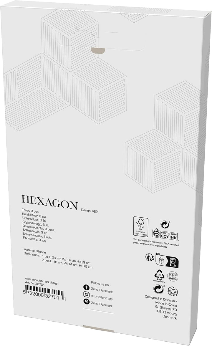 Zone Denmark Hexagon Topfuntersetzer Hitzebeständig, Silikon Untersetzer, Praktische und Dekorative