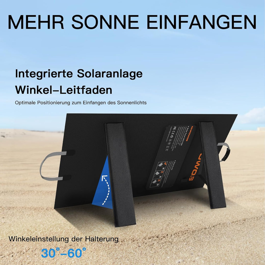 Tragbares Solarpanel 110W Solarladegerät, faltbares Solarpanel IP67 wasserdichtes Kit mit 20V Ausgan