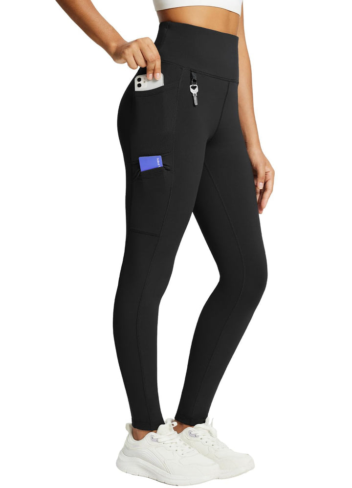 baleaf Damen Fleece gefütterte Leggings Wasserabweisend Hohe Taille Wanderleggings Thermo Leggings F