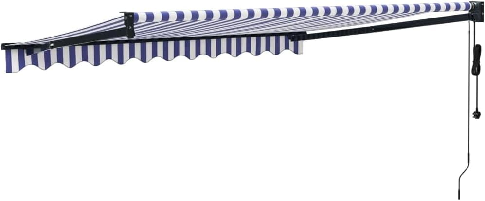 vidaXL Elektrische Markise mit Kurbel Blau und Weiss 3x2,5 m 3 x 2.5 m Blau und Schwarz, 3 x 2.5 m B