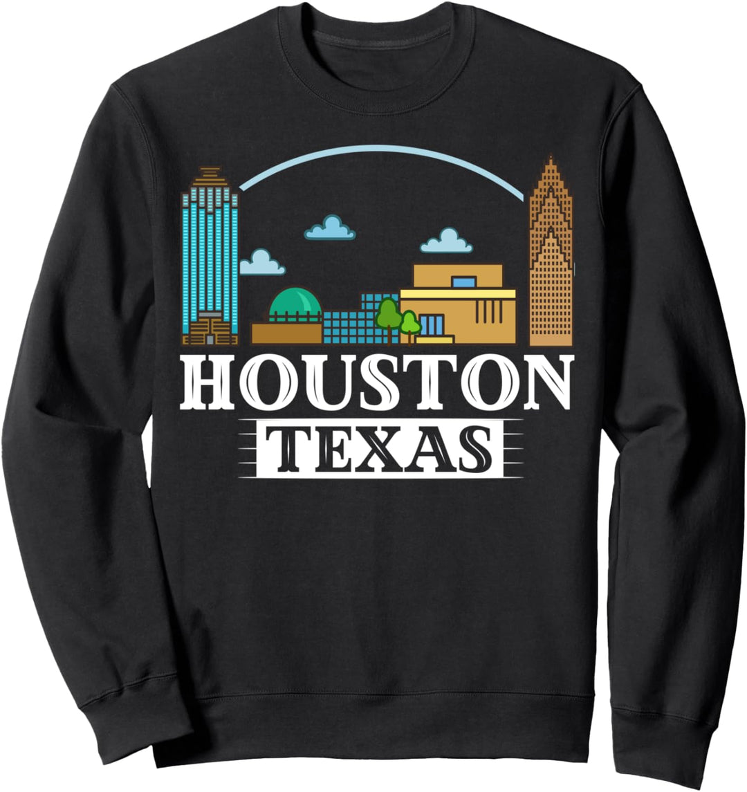 Houston Texas Stadt Skyline Karte Reisen Sweatshirt