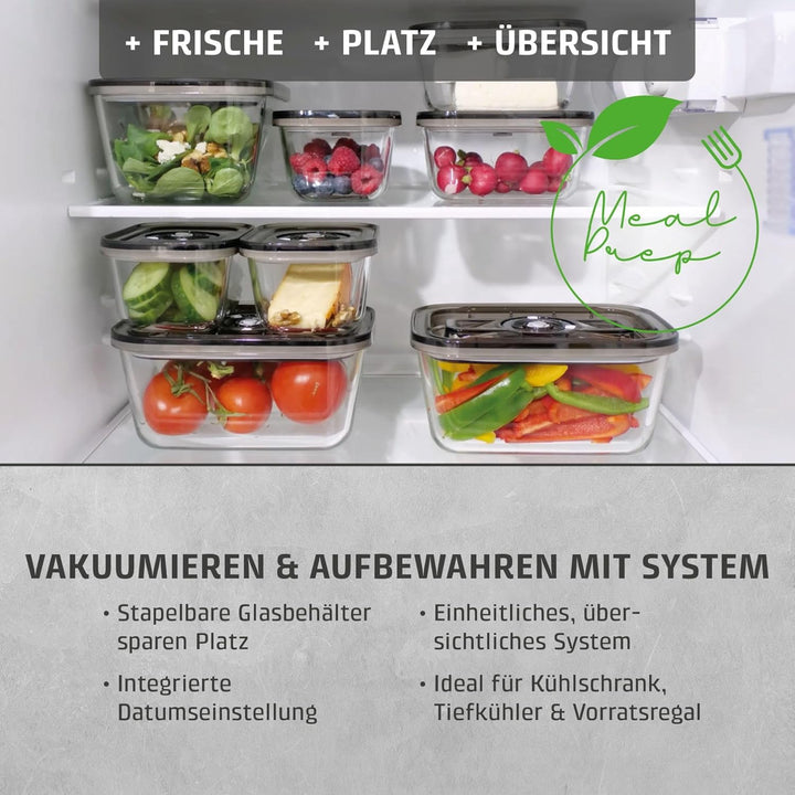 CASO VacuBoxx Eco M- Vakuum-Frischebehälter, 800 ml Volumen, für druckempfindliche und flüssige Lebe