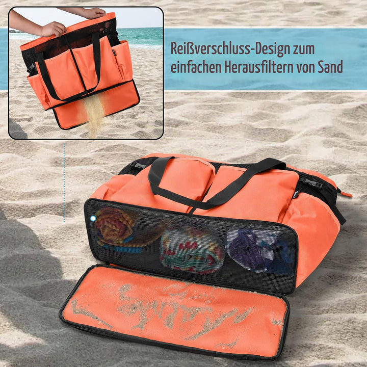 Fasrom Extra Grosse Netz Strandtasche, Übergrosse Strandtasche für Strandausflug (Patent Angemeldet)