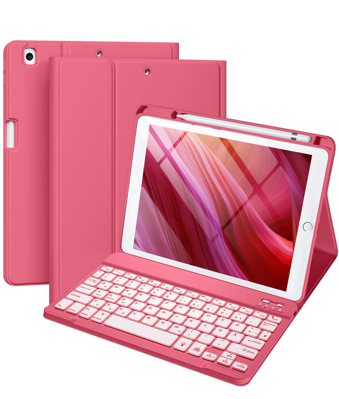 Vobafe Hülle mit Tastatur Kompatibel für iPad 9./ 8. /7. Generation 10.2 Zoll mit Stifthalter, Magne
