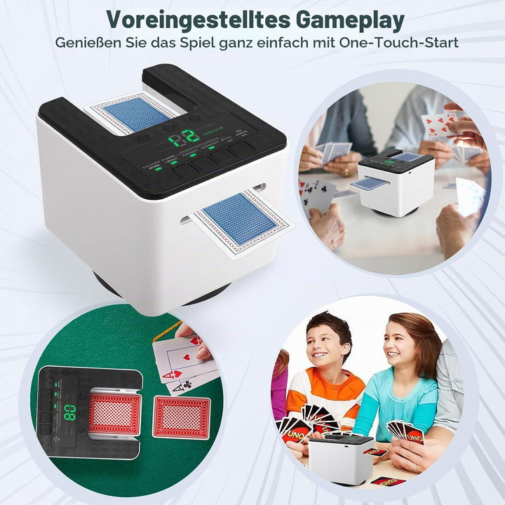 Automatische Kartenmischer und Kartensender, 2 in 1 Kartenmischmaschine und Austeiler 360° Drehung f