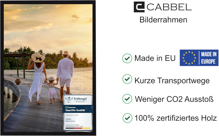 CABBEL 1er Set Bilderrahmen 50x70 MDF Holz-Rahmen mit bruchsicherem Acrylglas in Schwarz 50x70 cm /