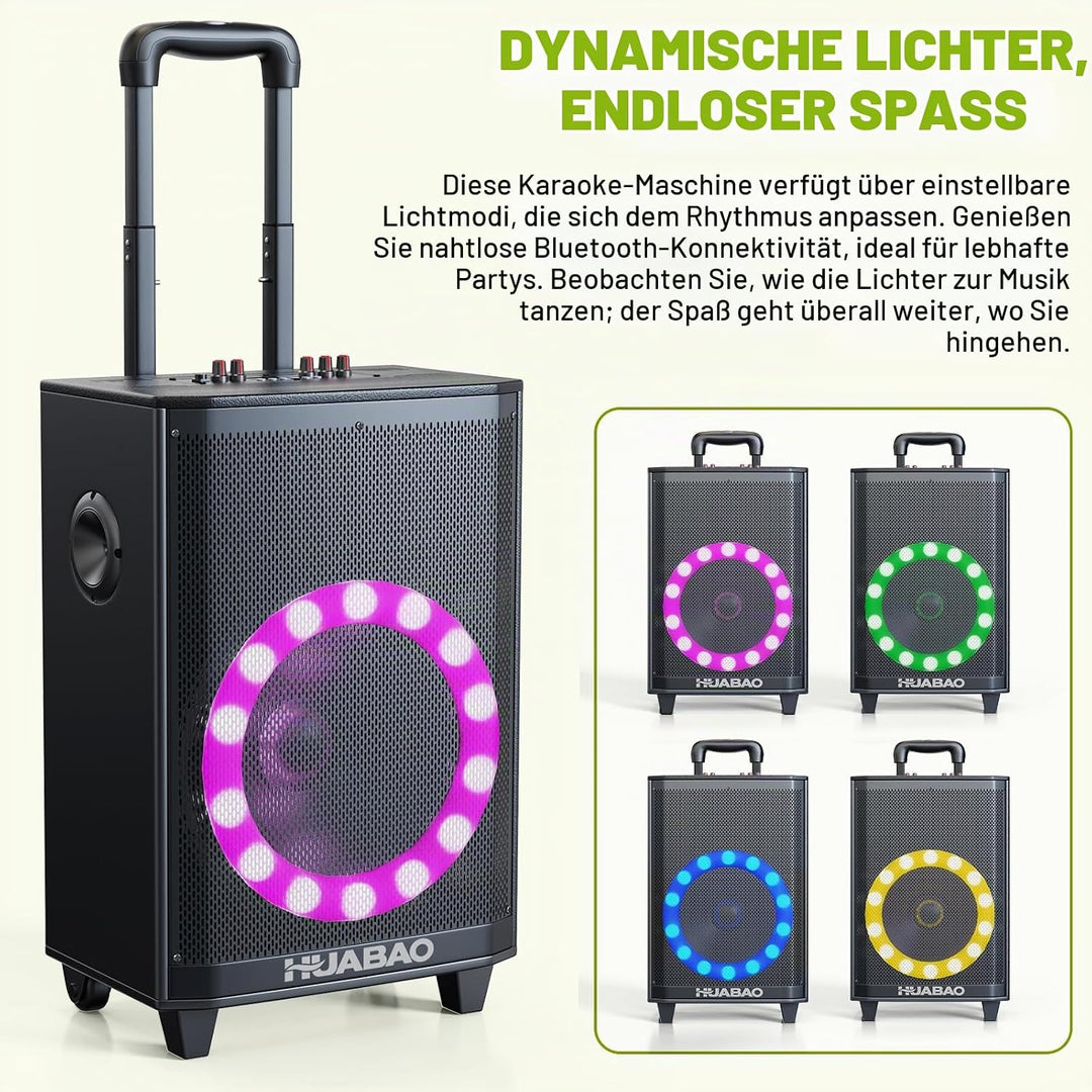 Grosser Bluetooth-Karaoke-Lautsprecher mit 2 drahtlosen Mikrofonen, 11-Lautsprechersystem mit 8800-m