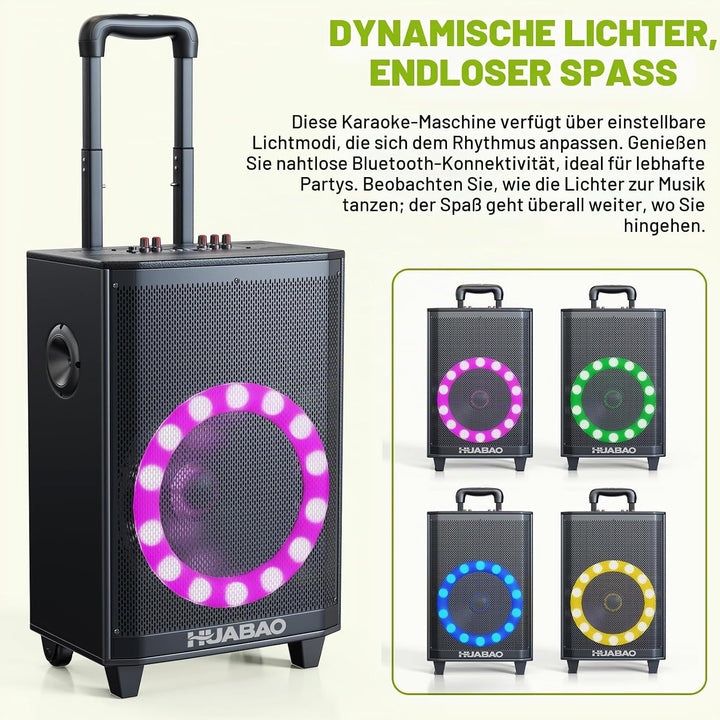 Grosser Bluetooth-Karaoke-Lautsprecher mit 2 drahtlosen Mikrofonen, 11-Lautsprechersystem mit 8800-m