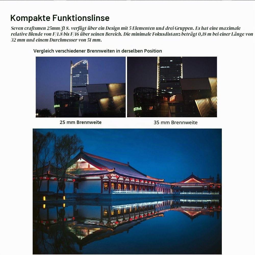 7artisans 25mm F1.8 Manueller Fokus Prime Fixiertes Objektiv für Olympus Micro Four Thirds MFT m4/3