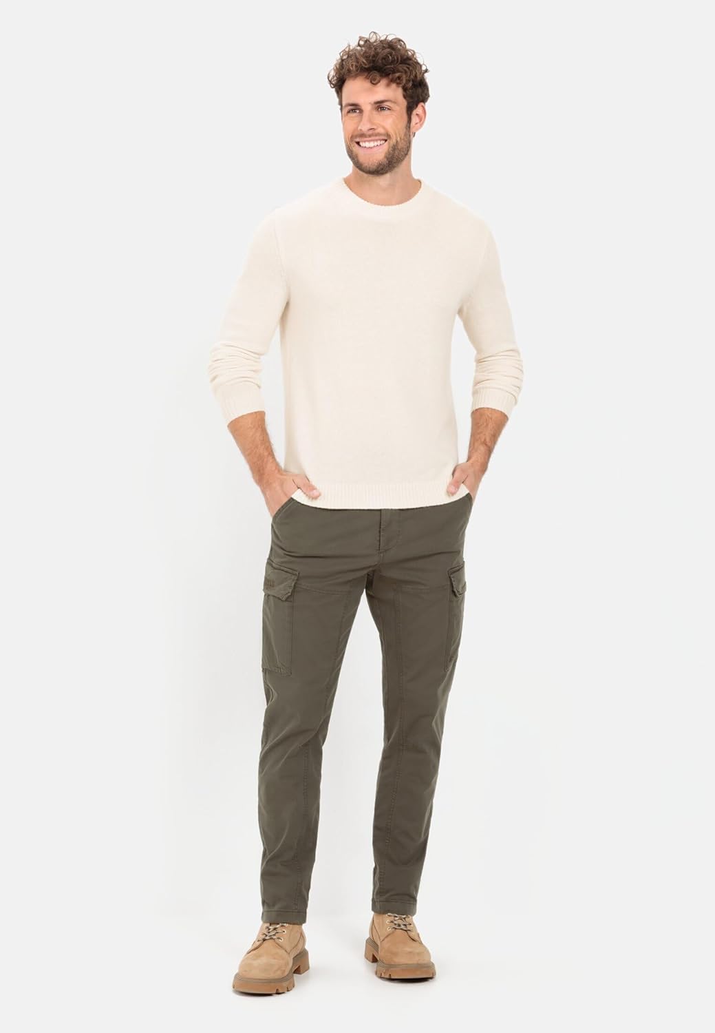 camel active Herren Tapered Fit Cargo Hose 33W / 30L Dark Khaki, 33W / 30L Dark Khaki