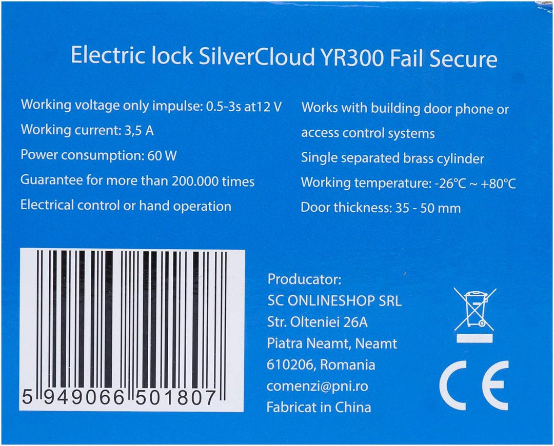 Elektromagnetischer Schloss SilverCloud YR300 mit Hub, mit Öffnung auf der rechten Seite, Fail Secur