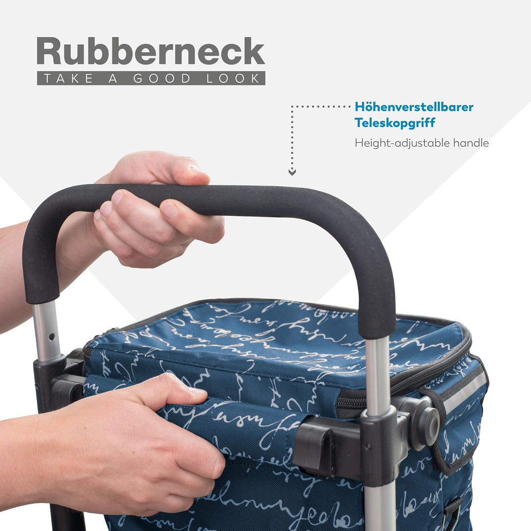 Rubberneck Einkaufstrolley - Klappbarer Einkaufswagen - Kühlfach - Höhenverstellbarer Griff - Blau,
