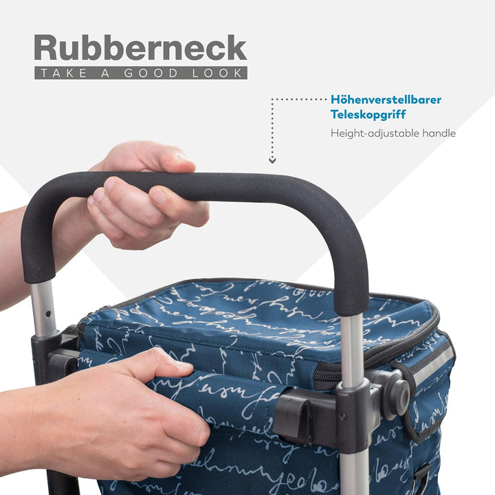 Rubberneck Einkaufstrolley - Klappbarer Einkaufswagen - Kühlfach - Höhenverstellbarer Griff - Blau,