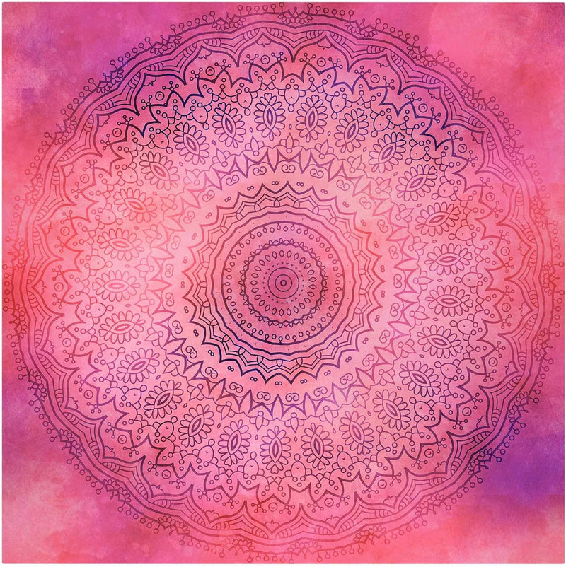 Bilderwelten Leinwandbild Aquarell Mandala Pink Violett Quadrat 1:1 30 x 30cm Recycled Canvas 30cm x