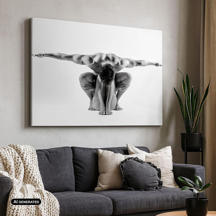 Bilder auf Leinwand 100x70cm Leinwandbild Modell Körper Muskeln Tätowierung Gross Wanddeko Bild Schl