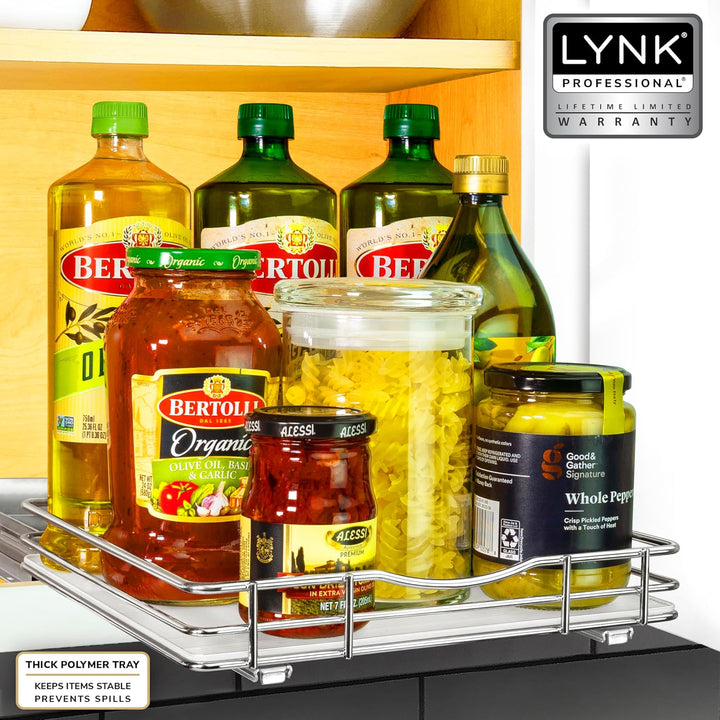 LYNK PROFESSIONAL® Gewürzregal zum Herausziehen für Schrank, 26,4 cm breit, ausziehbares Regal, ausz