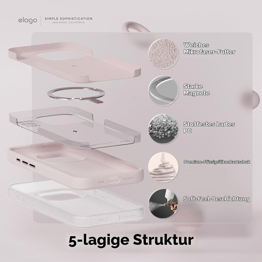 elago Magnetische Silikonhülle Kompatibel mit iPhone 15 Hülle, Kompatibel mit MagSafe Alles Zubehör,
