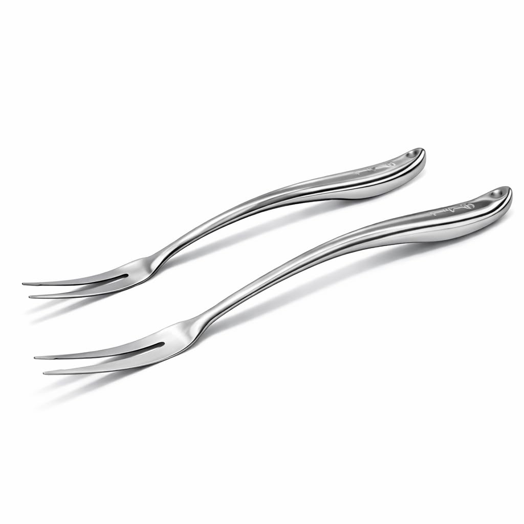 Tranchiergabel-Set aus Edelstahl (2 Grössen) – Ergonomischer gebogener Griff, robuste Fleischgabeln