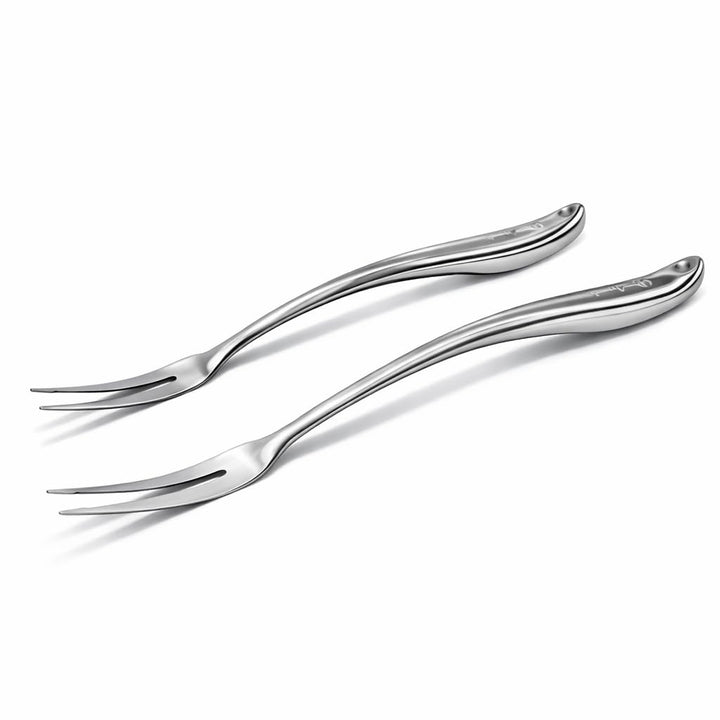 Tranchiergabel-Set aus Edelstahl (2 Grössen) – Ergonomischer gebogener Griff, robuste Fleischgabeln