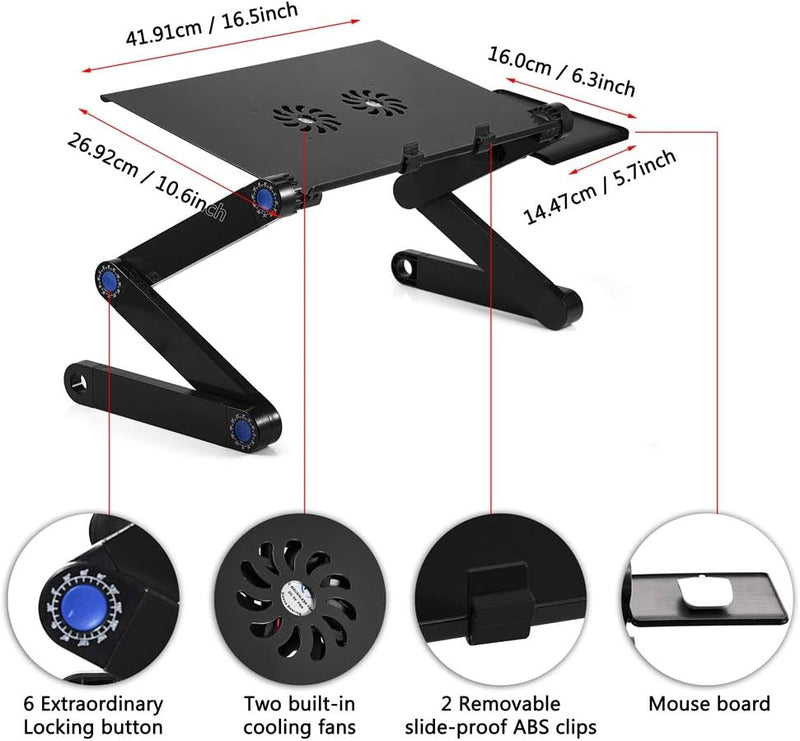 Ejoyous Laptopständer Höhenverstellbar, Aluminium Notebooktisch Laptoptisch mit Maus-Plattform Klapp