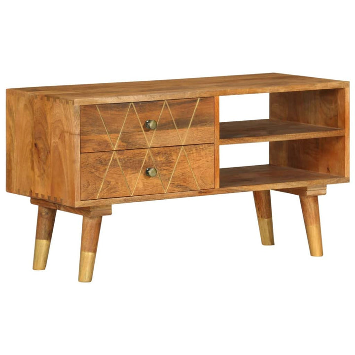 vidaXL Mangoholz Massiv TV Schrank mit 2 Schubladen 2 Fächern TV Möbel Lowboard Fernsehtisch Fernseh