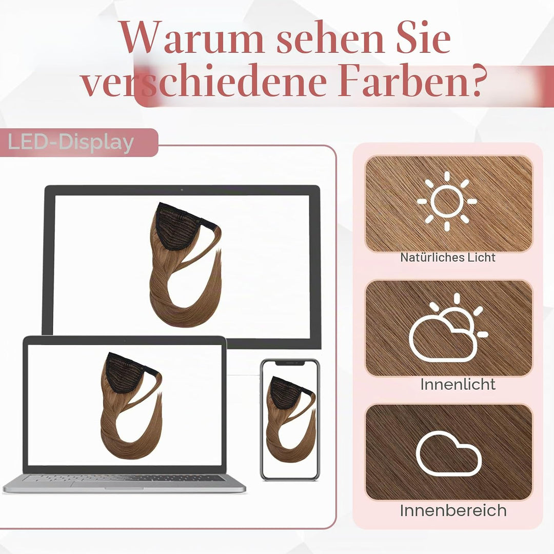 S-noilite Echthaar-Extensions aus glattem und langem natürlichem Haar – Pferdeschwanz Ponytail mit e