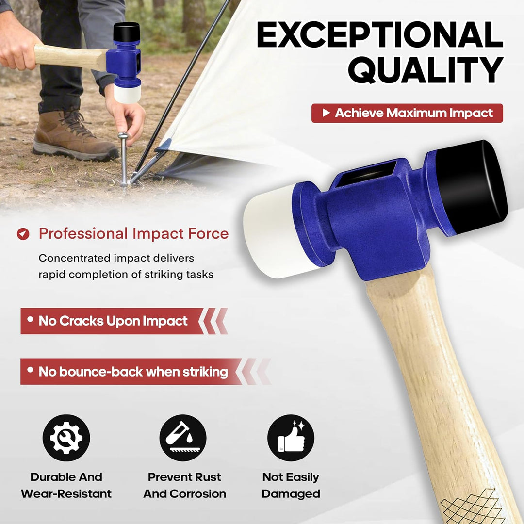 C&amp;T 24oz Rubber Soft Face Mallet Hammer,Gummihammer,D=45mm,Doppelseitig Mit 70°Hartem TPU Und 60°Wei