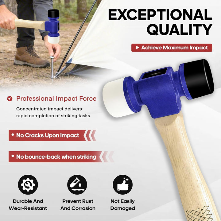 C&amp;T 24oz Rubber Soft Face Mallet Hammer,Gummihammer,D=45mm,Doppelseitig Mit 70°Hartem TPU Und 60°Wei