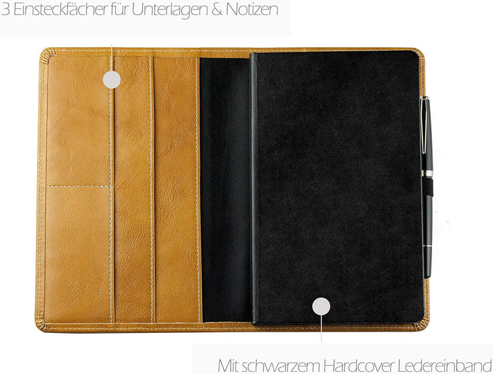 DELMON VARONE - Personalisierbares Notizbuch Etui DIN A5 aus Premium Vintage Anilin Leder braun, Bla