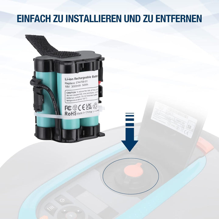 3.0Ah 18V Lithium Ersatzbatterie für Gardena Mähroboter R38Li, R40Li, R45Li, R50Li, R70Li, R75Li, R8