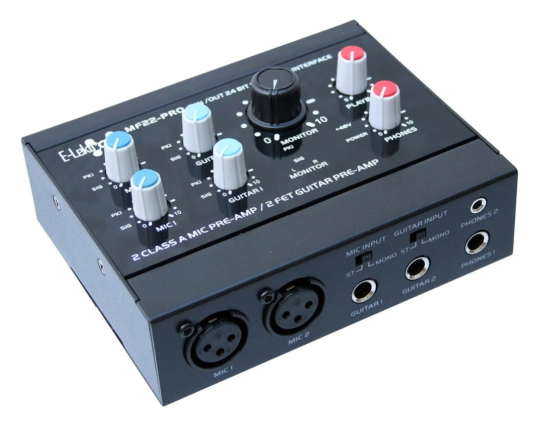 E-Lektron streaming Audio-Mixer Mischpult inkl. 24 Bit/96kHz USB Audio-Interface Soundkarte (MF22-PR