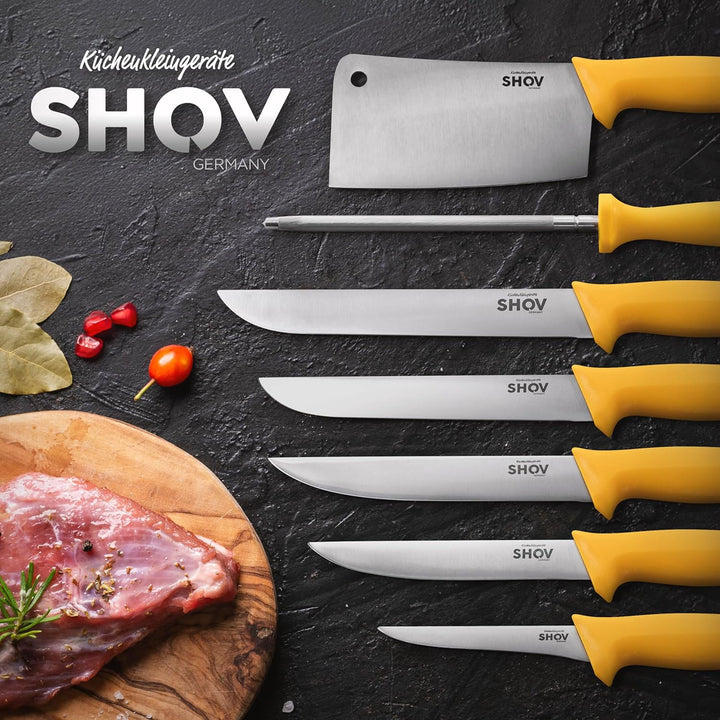 Shov Küchenmesser Set – Premiumqualität | Profi Küchenmesser | Kochmesser Set | Fleischmesser | Ausb